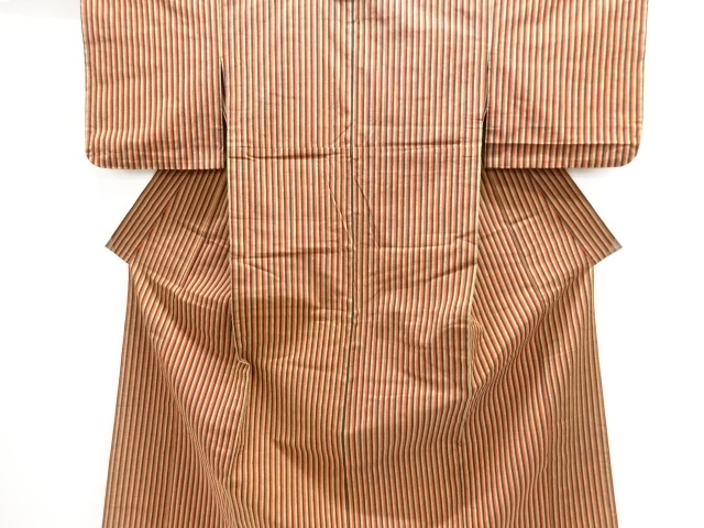 綿紬　縞織り出し単衣着物